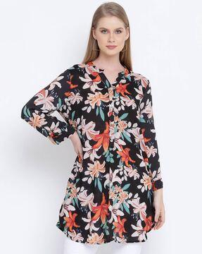 women floral print relaxed fit tunic