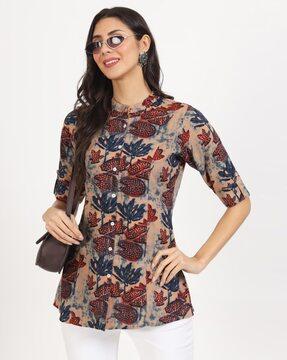 women floral print relaxed fit tunic