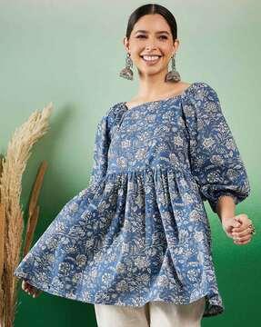 women floral print relaxed fit tunic