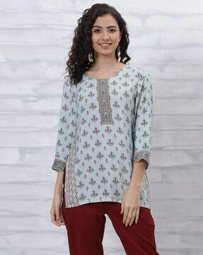 women floral print relaxed fit tunic