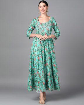 women floral print round-neck anarkali kurta