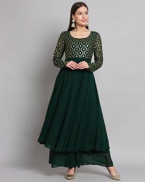 women floral print round-neck anarkali kurta