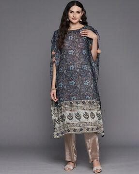 women floral print round-neck kaftan