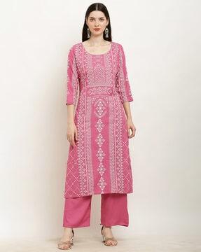 women floral print round-neck kurta set