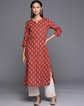 women floral print round-neck straight kurta