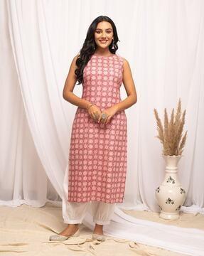 women floral print round-neck straight kurta