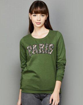 women floral print round-neck sweatshirt