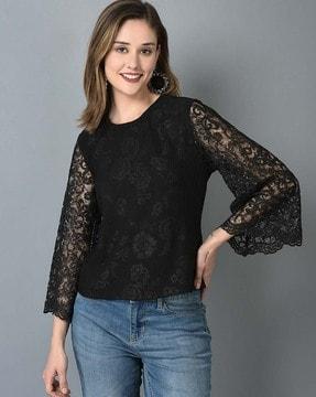 women floral print round-neck top