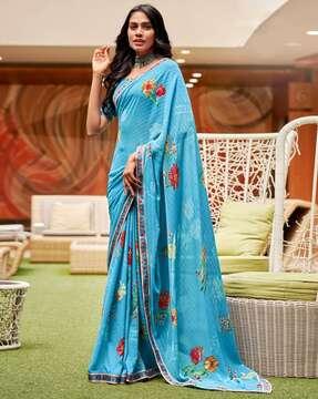 women floral print saree with blouse piece