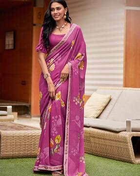 women floral print saree with blouse piece