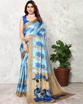 women floral print saree with blouse piece