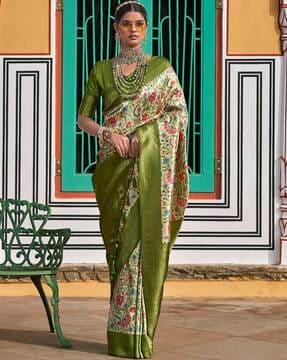 women floral print saree with blouse piece