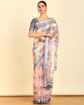 women floral print saree with blouse piece