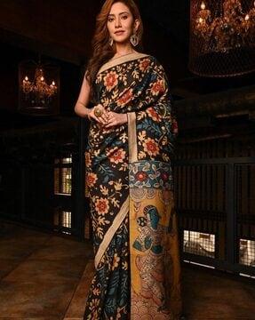 women floral print saree with blouse piece