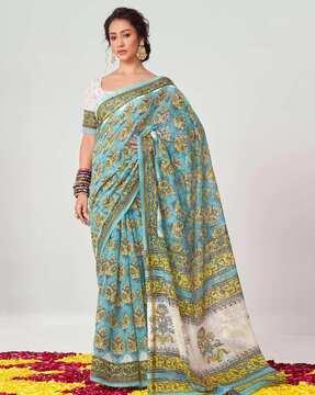 women floral print saree with blouse piece