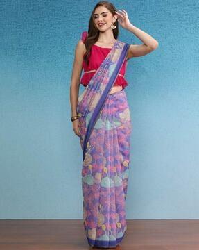 women floral print saree with blouse piece