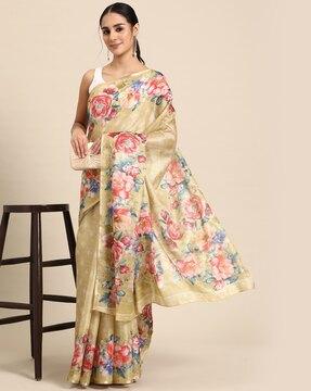 women floral print saree with blouse piece