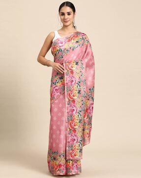 women floral print saree with blouse piece