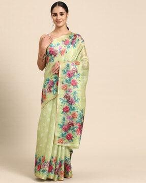 women floral print saree with blouse piece