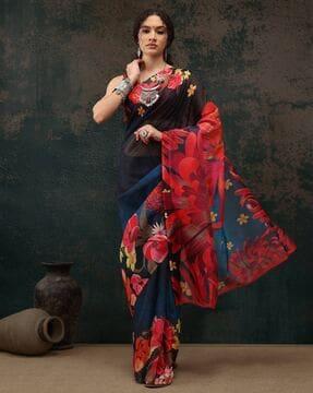 women floral print saree with blouse piece