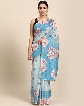 women floral print saree with blouse piece