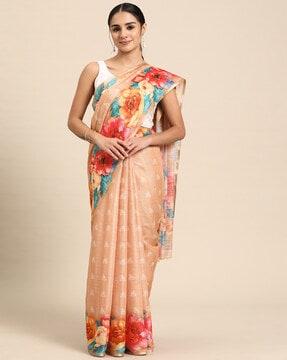 women floral print saree with blouse piece