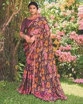 women floral print saree with blouse piece