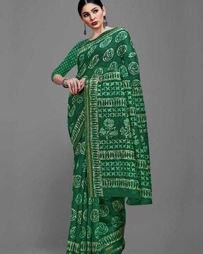 women floral print saree with border