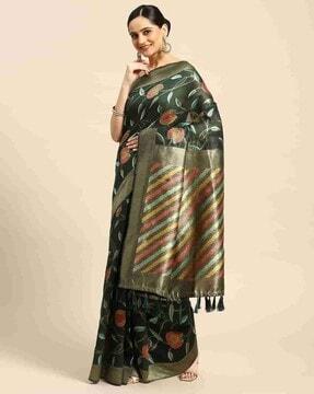 women floral print saree with tassels