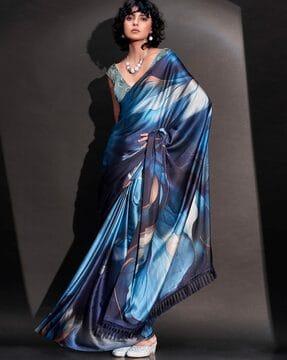 women floral print saree with tassels