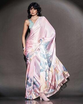 women floral print saree with tassels