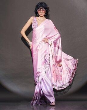 women floral print saree with tassels