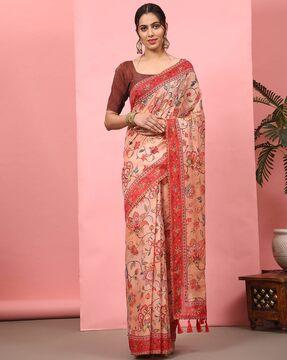 women floral print saree with tassels