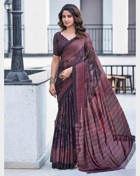 women floral print saree with tassels