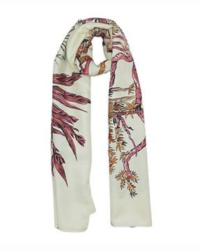 women floral print scarf with rolled hem