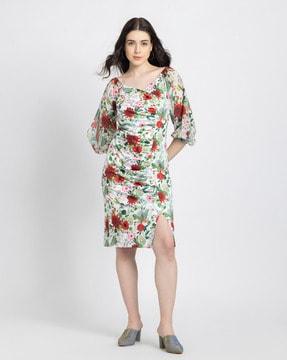 women floral print sheath dress