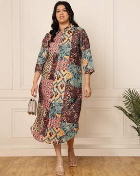 women floral print shirt dress with insert pockets