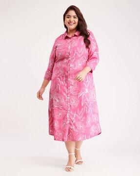 women floral print shirt dress