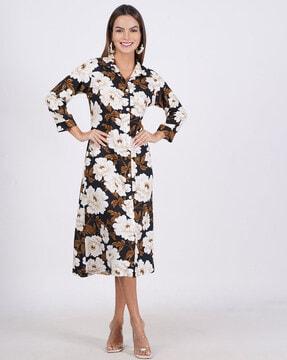 women floral print shirt dress