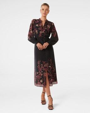 women floral print shirt dress