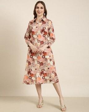 women floral print shirt dress