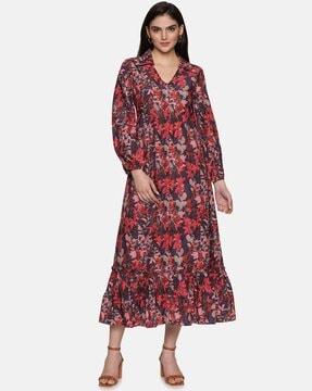 women floral print shirt dress