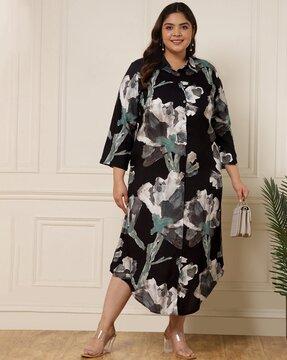 women floral print shirt dress