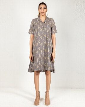 women floral print shirt dress