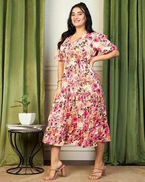 women floral print shirt dress