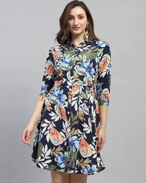 women floral print shirt dress