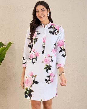 women floral print shirt dress