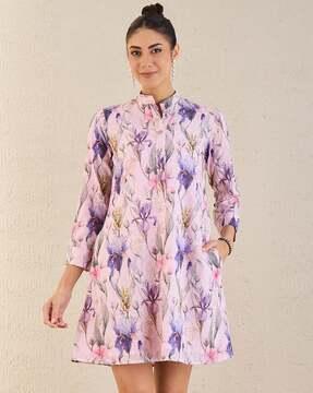 women floral print shirt dress