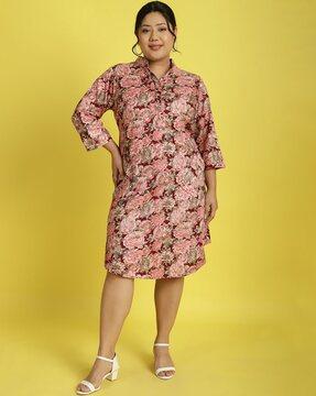 women floral print shirt dress