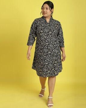 women floral print shirt dress